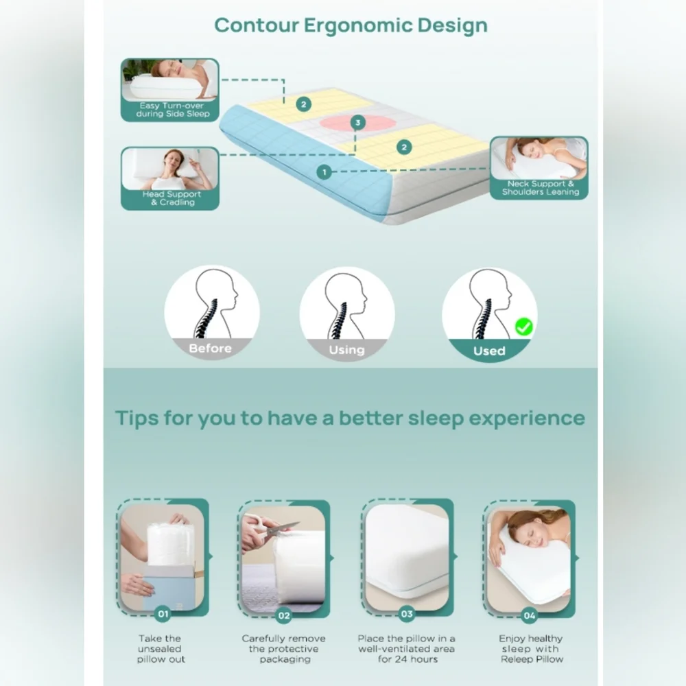 [RELEEP] NEW Soft Cooling ● Memory Foam ● Neck Cervical ● Ergonomic Pilllow